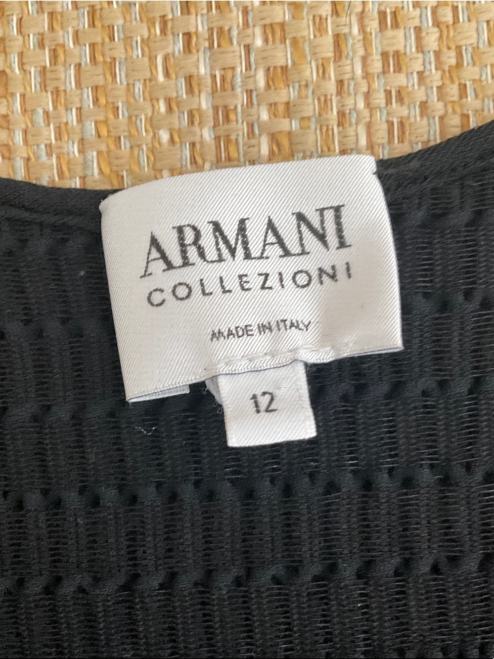 Armani Collectioni.Women's Black V-Neck Short Sleeve Knit Top - Picture 4 of 6